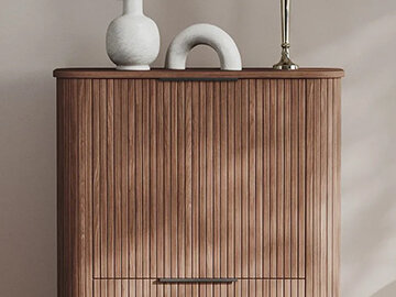 Móveis com ranhuras ou ripas ranhuradas