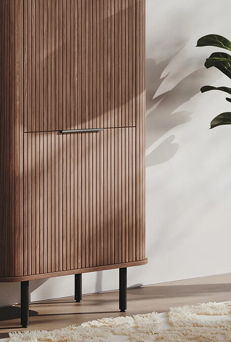 Categoria Móveis com ranhuras ou ripas ranhuradas