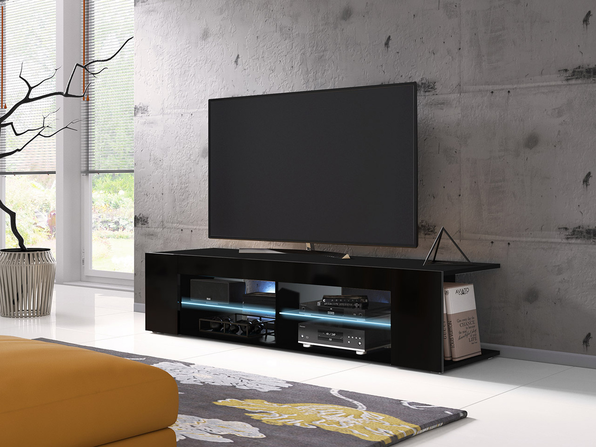 Móvel de TV Ver I (Preto + Preto brilhante)