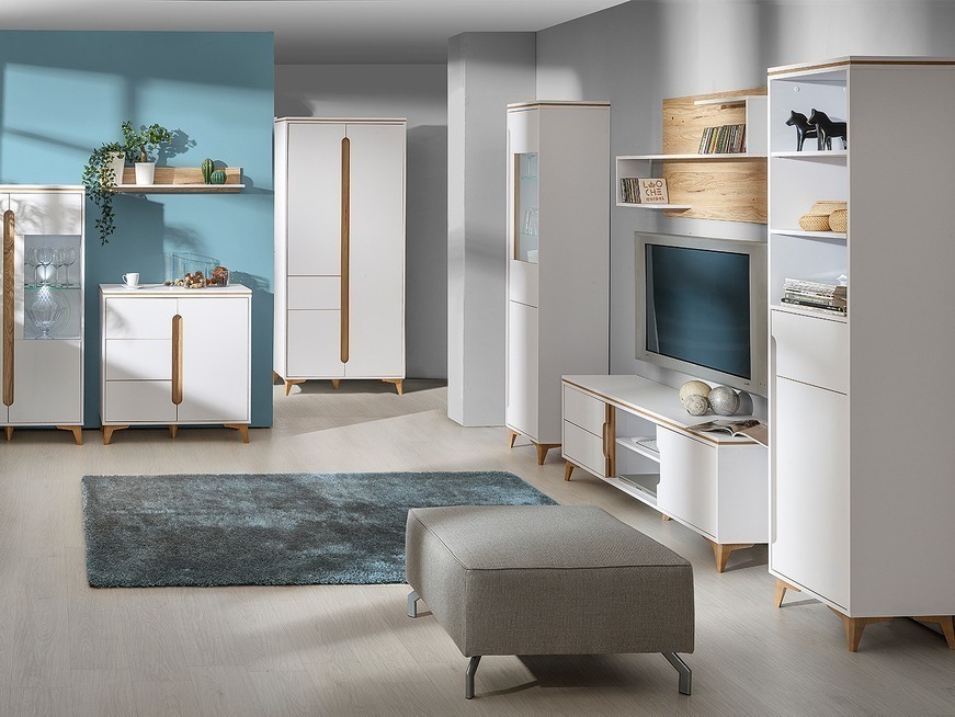 Estante Ogden H110 (Branco + Madeira clara)