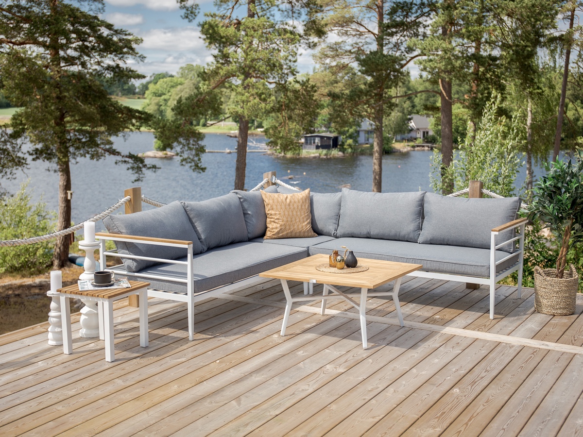 Conjunto de mobiliário de exterior Dallas 525 (Branco + Cinzento)