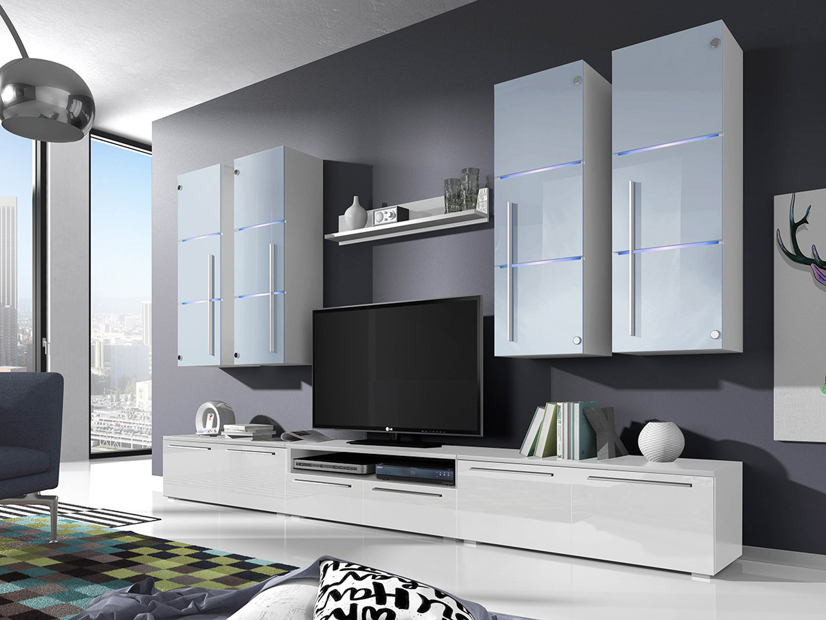 Conjunto para sala de estar Flos (Branco + Branco brilhante)