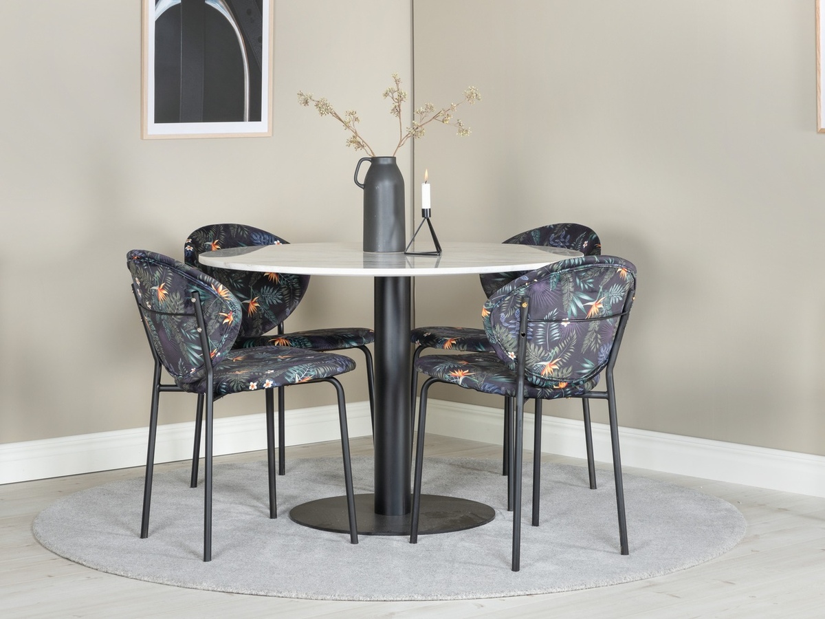 Conjunto para refeições Dallas 1298 (Padrão florido + Preto)