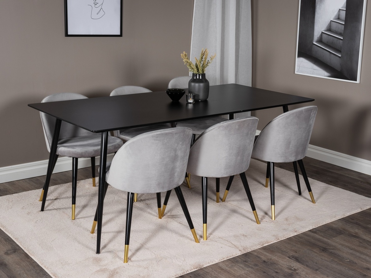 Conjunto para refeições Dallas 1503 (Cinzento claro + Preto)