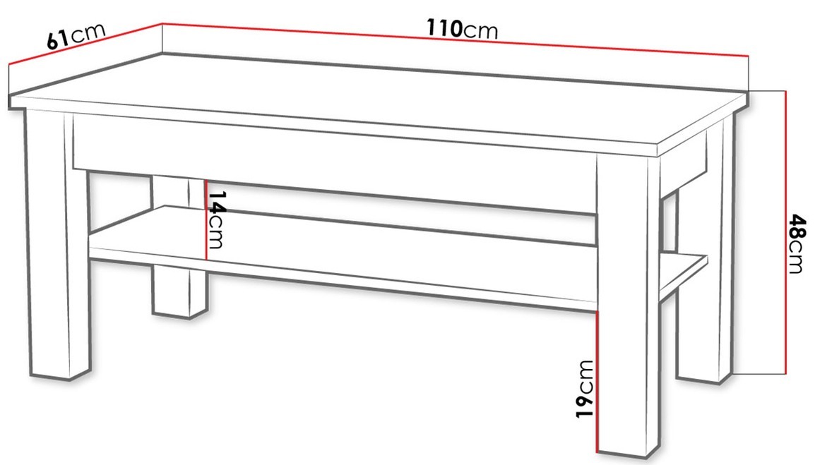 Mesa de centro Melfeli 116 (Carvalho sonoma)