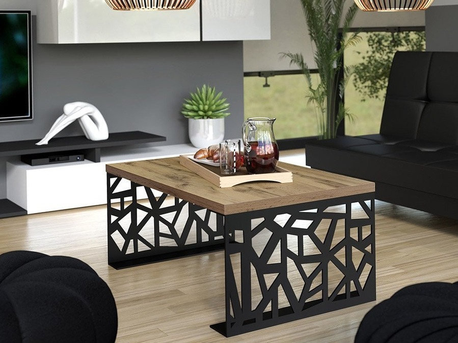 Mesa de centro Germantown 101 (Preto matte + Carvalho)