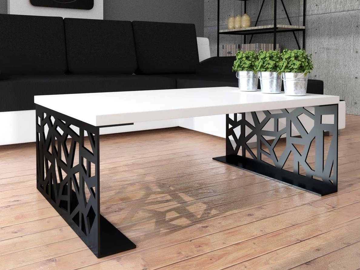 Mesa de centro Germantown 101 (Preto matte + Branco brilhante)