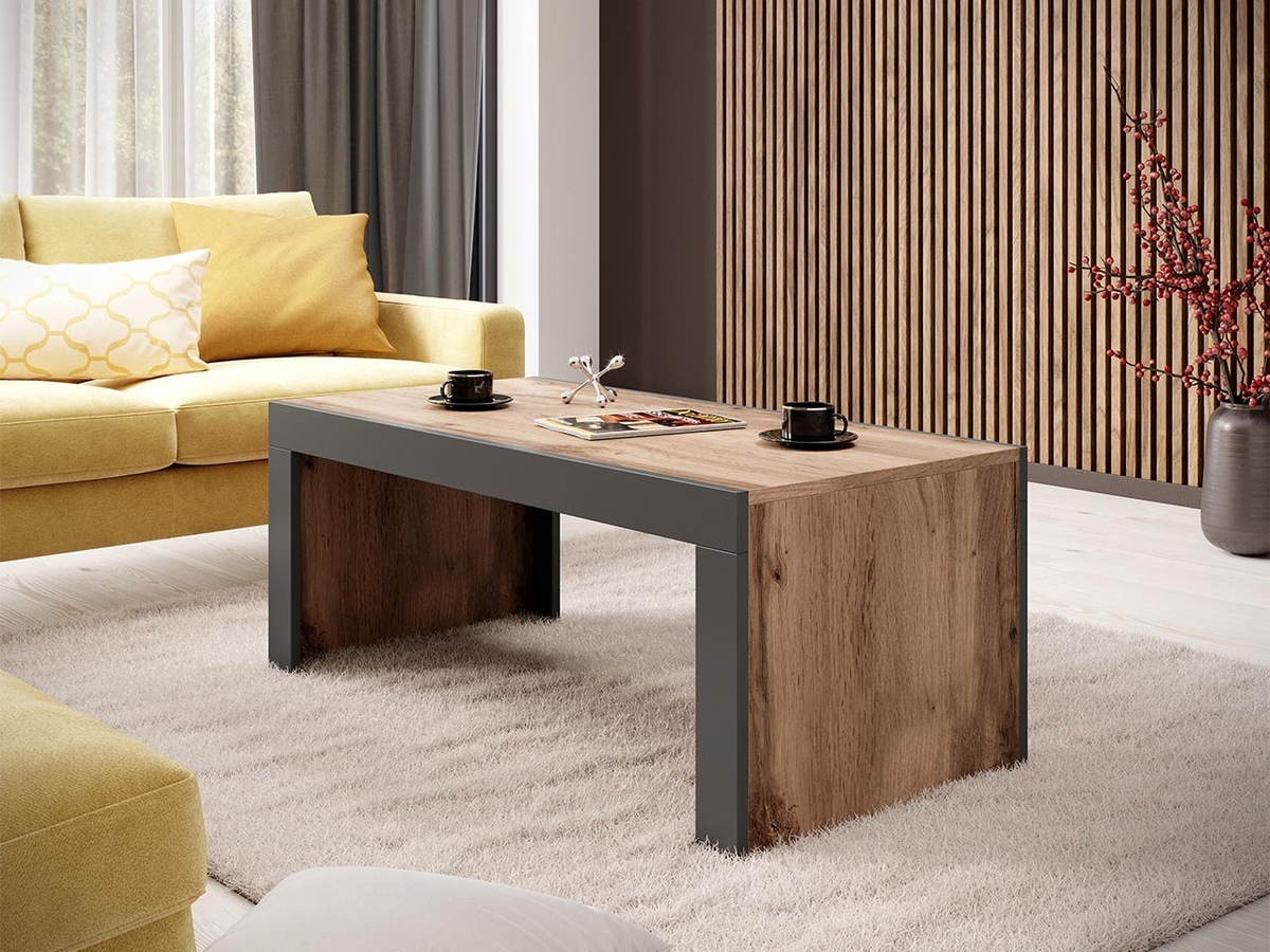 Mesa de centro Charlotte 146 (Carvalho wotan + Antracite)