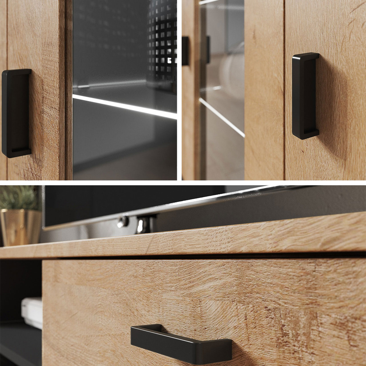 Conjunto para sala de estar Tornola 117 (Branco + Branco brilhante)