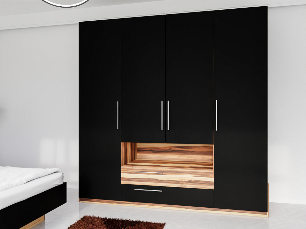 Conjunto para quarto Omaha C107 (Preto + Baltimore Noz)