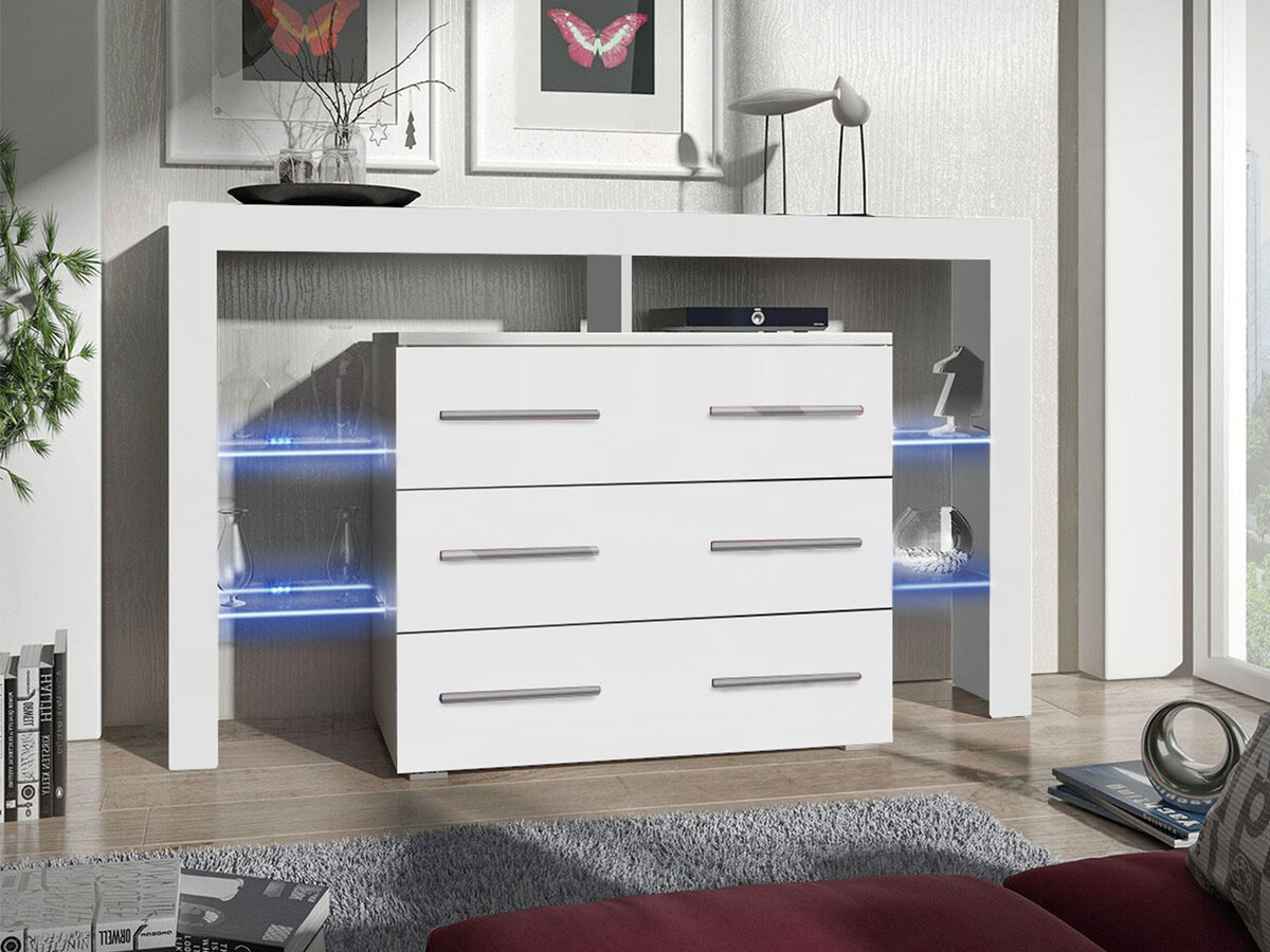 Cómoda Aestas I (Branco + Branco brilhante)