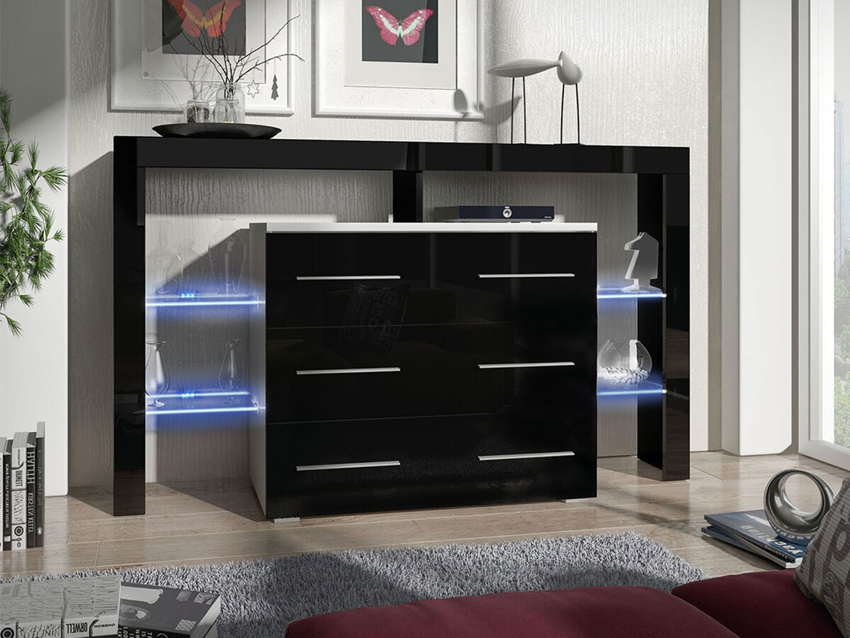 Cómoda Aestas I (Branco + Preto brilhante)