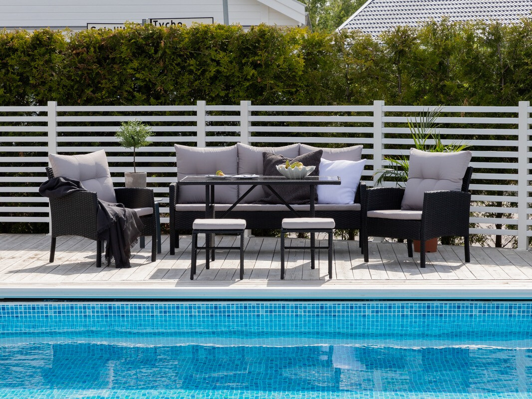 Conjunto de mobiliário de exterior Dallas 2473 (Preto + Cinzento)