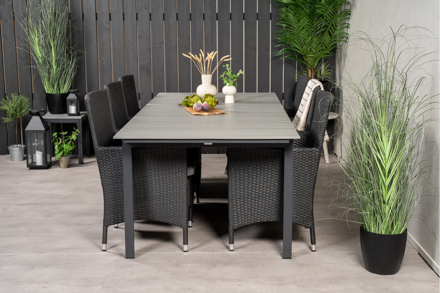 Conjunto de mesa e cadeiras Dallas 3030 (Preto + Cinzento)