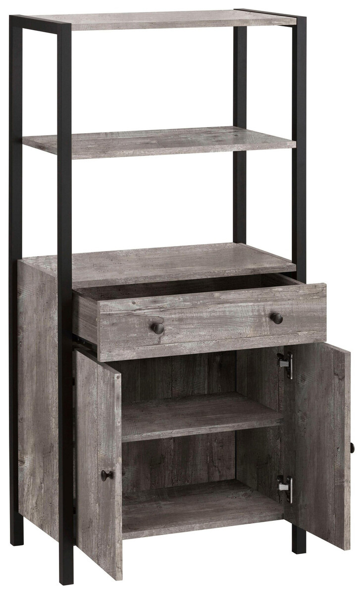Conjunto para casa de banho Larnovo 117 (Carvalho cinza + Preto)