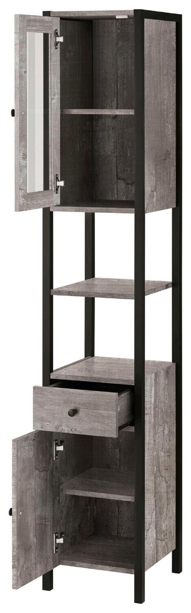 Conjunto para casa de banho Larnovo 117 (Carvalho cinza + Preto)