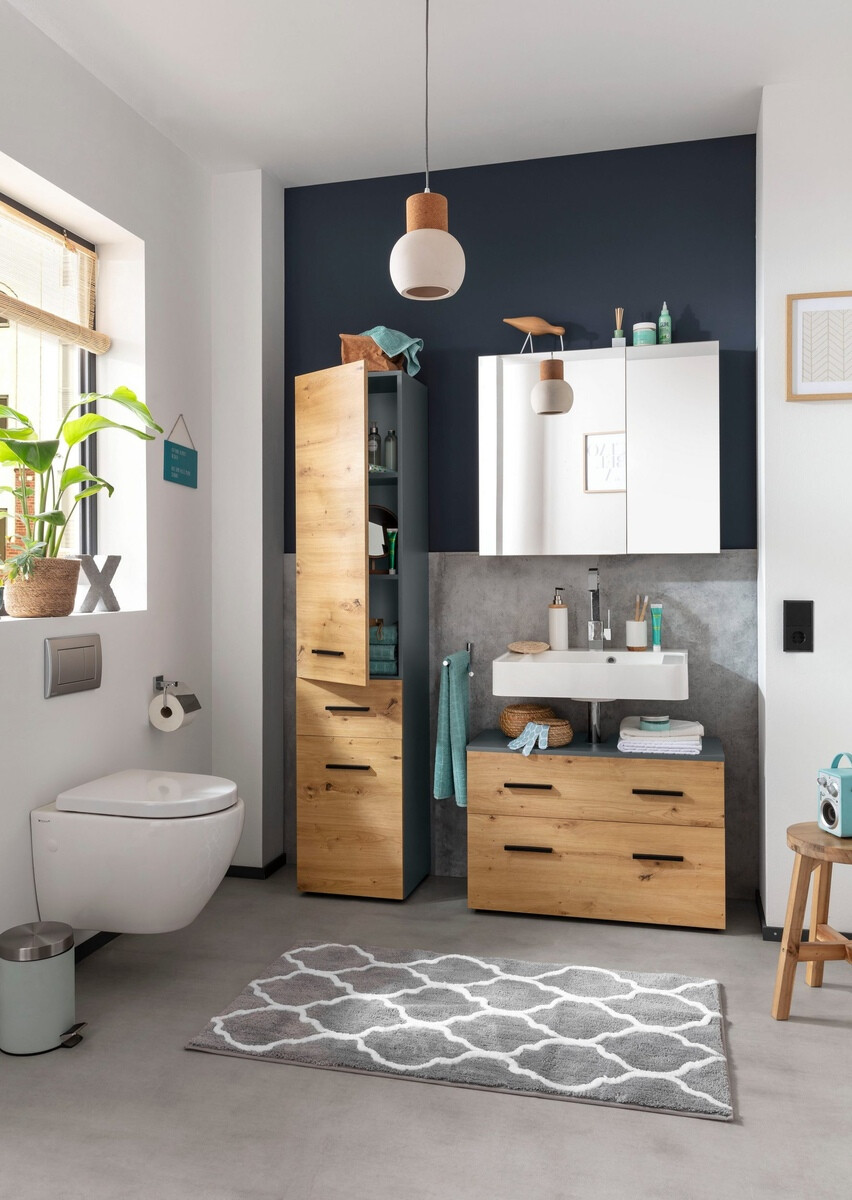 Armário colocado para casa de banho Larlori 103 (Antracite + Carvalho)