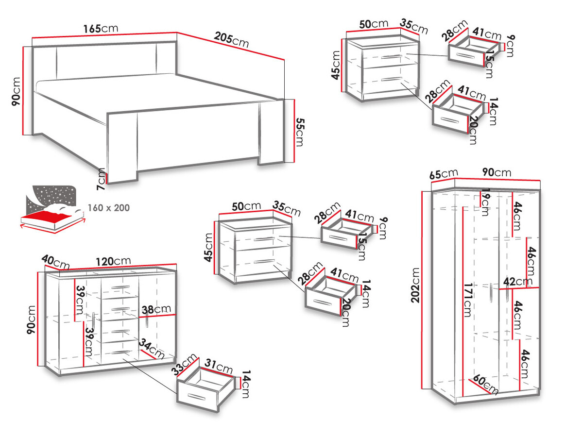 Conjunto para quarto Catromi 122 (Branco + Soft Pik 011)