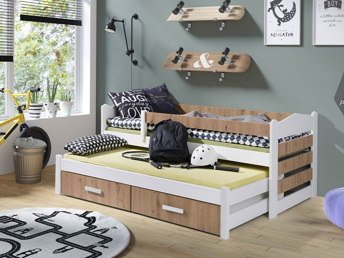 Cama Henderson 139 (Branco + Carvalho Artisan)