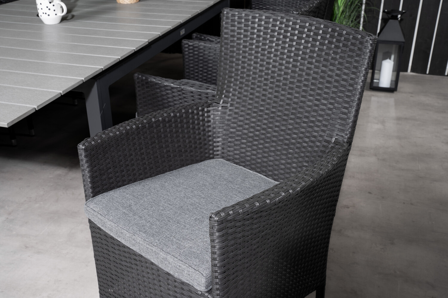 Conjunto de mesa e cadeiras Dallas 3026 (Preto + Cinzento)