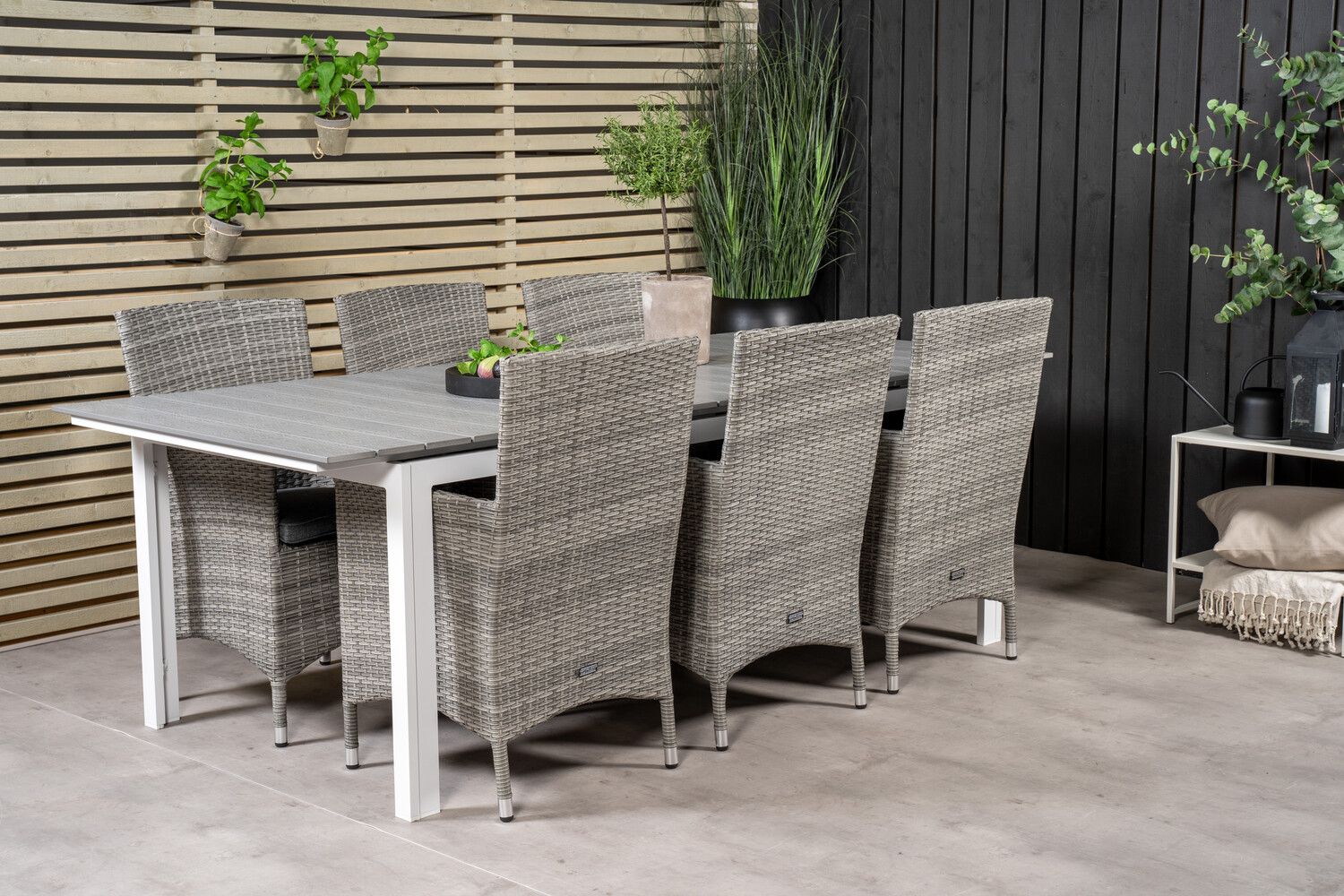 Conjunto de mesa e cadeiras Dallas 3030 (Branco + Cinzento)