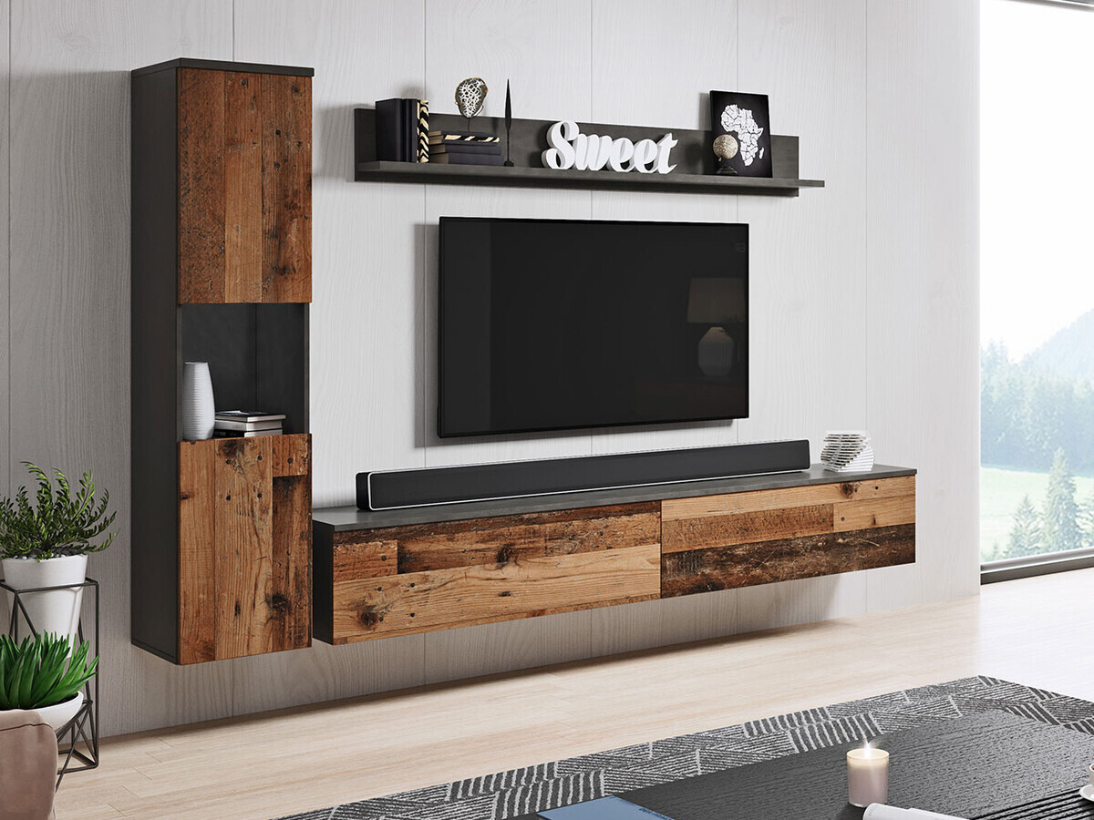 Conjunto para sala de estar Sarasota 130 (Árvore envelhecida + Matera cinzento)