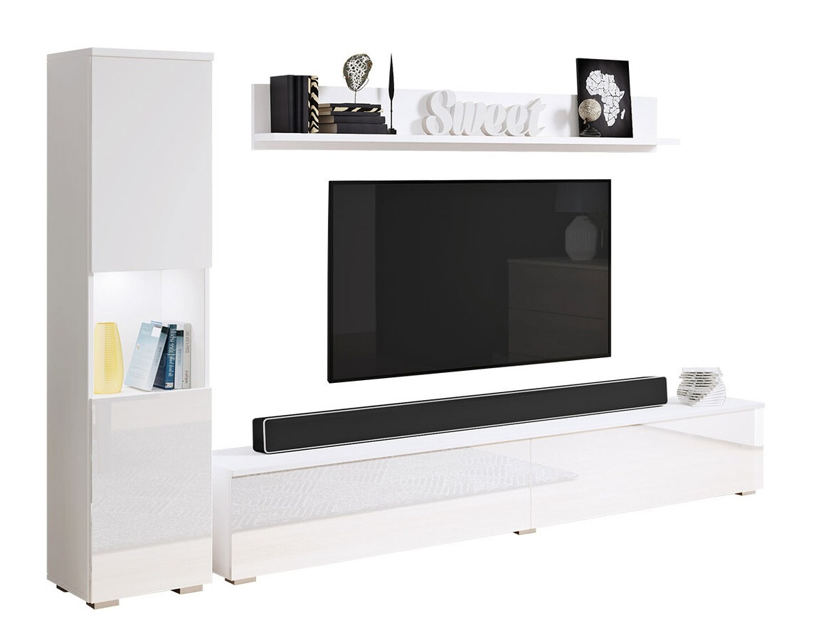 Conjunto para sala de estar Sarasota 130 (Branco + Branco brilhante)