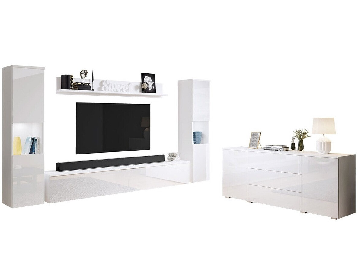 Conjunto para sala de estar Sarasota 133 (Branco + Branco brilhante)