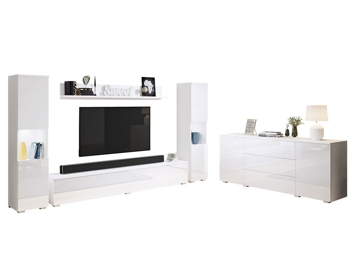 Conjunto para sala de estar Sarasota 133 (Branco + Branco brilhante)