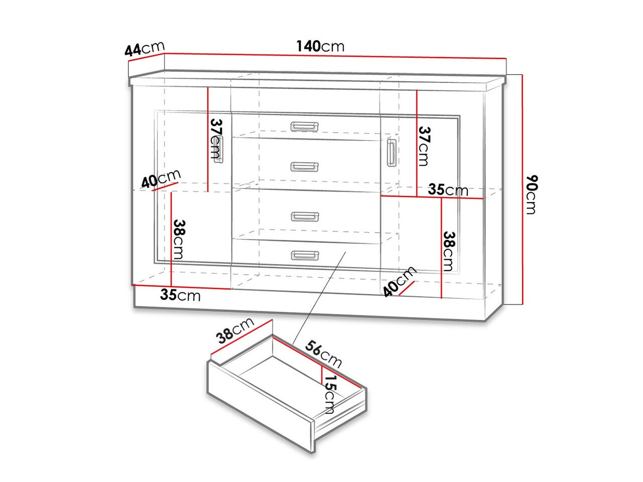 Cómoda Lircava 105 (Carvalho lefkas)