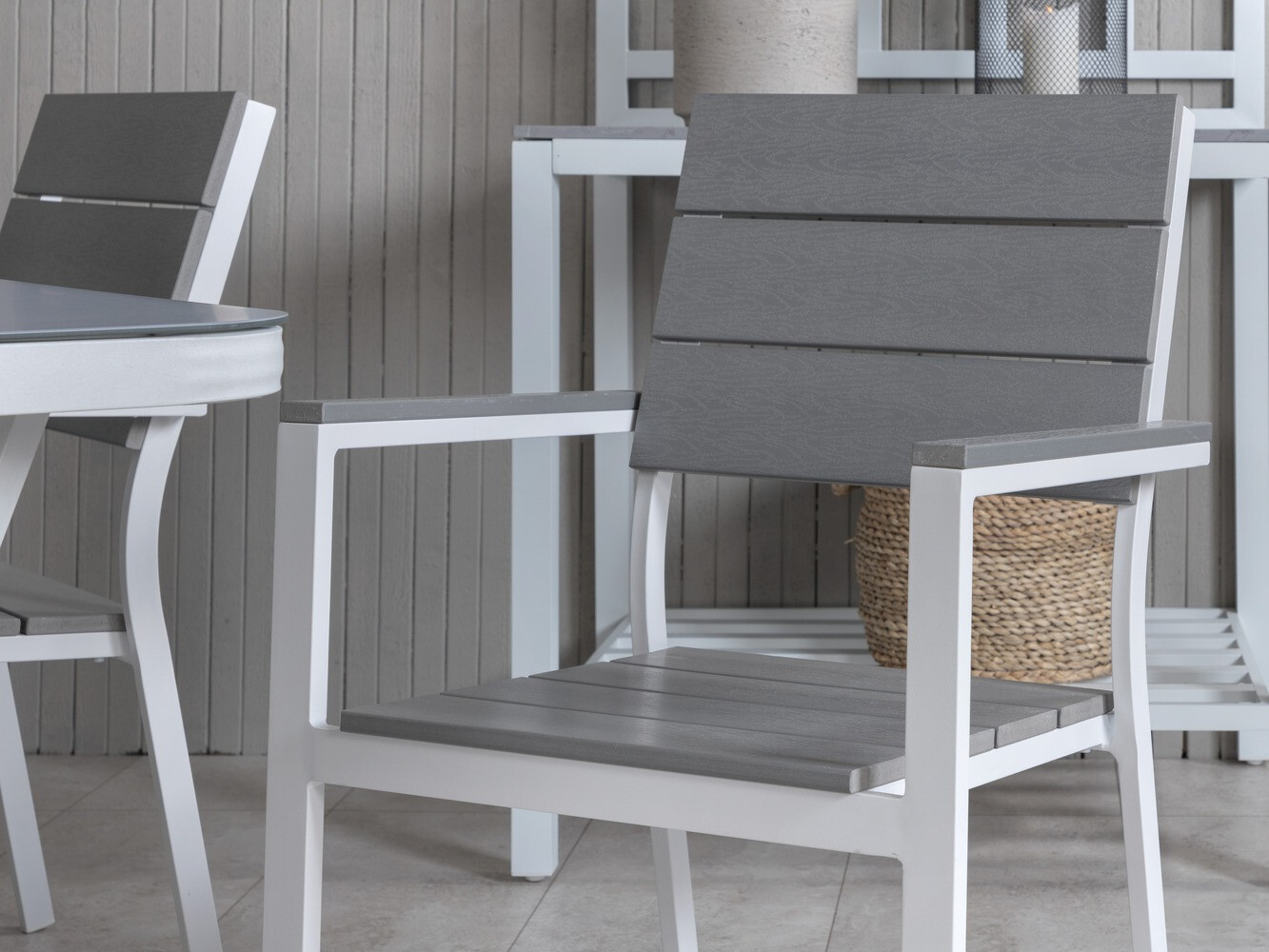 Cadeira de exterior Dallas 717 (Cinzento + Branco)
