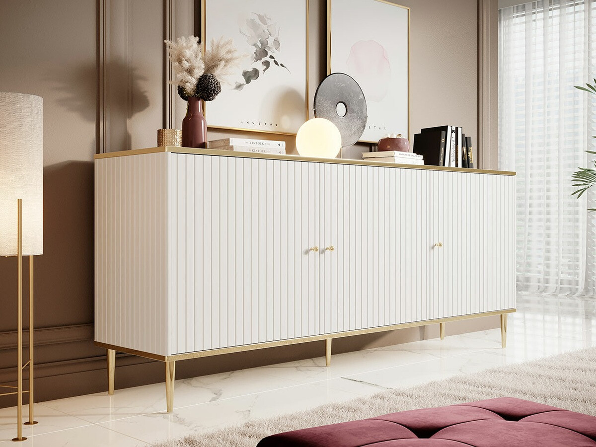 Aparador Charlotte 154 (Branco + Dourado)