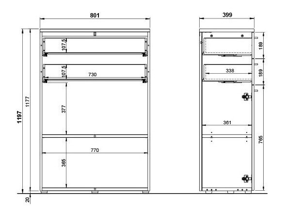 Cómoda Eliromo 103 (Cinzento claro)