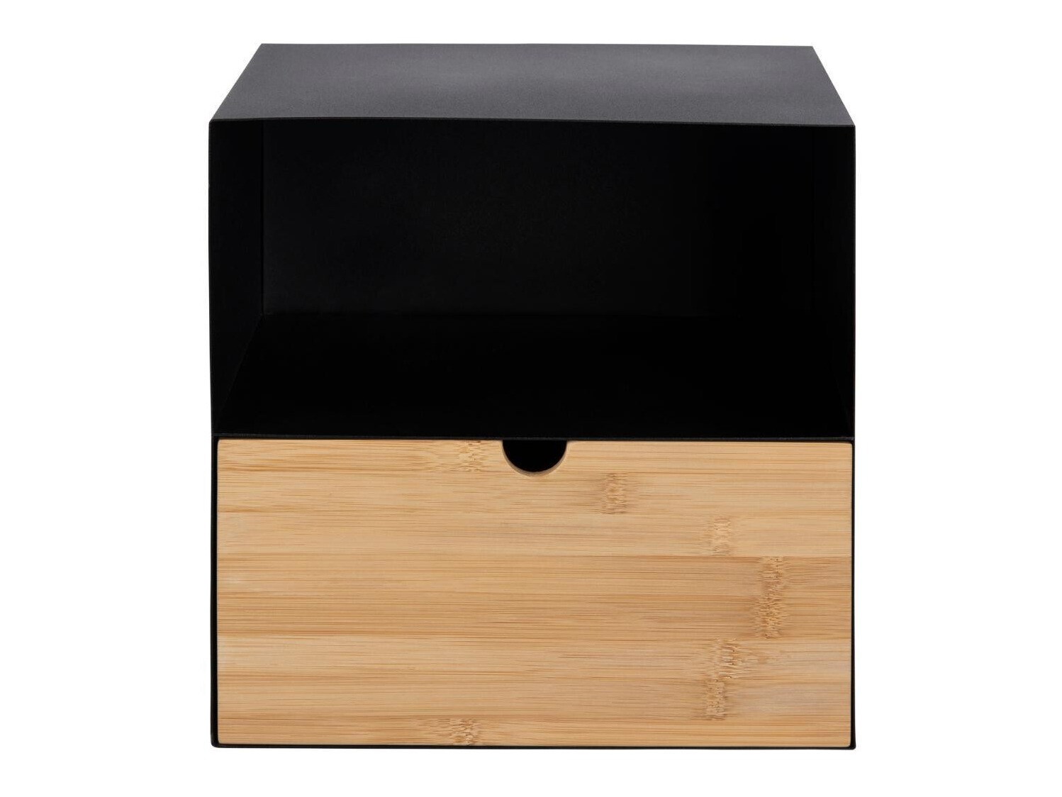 Mesa de cabeceira Norsica 375 (Preto + Madeira clara)