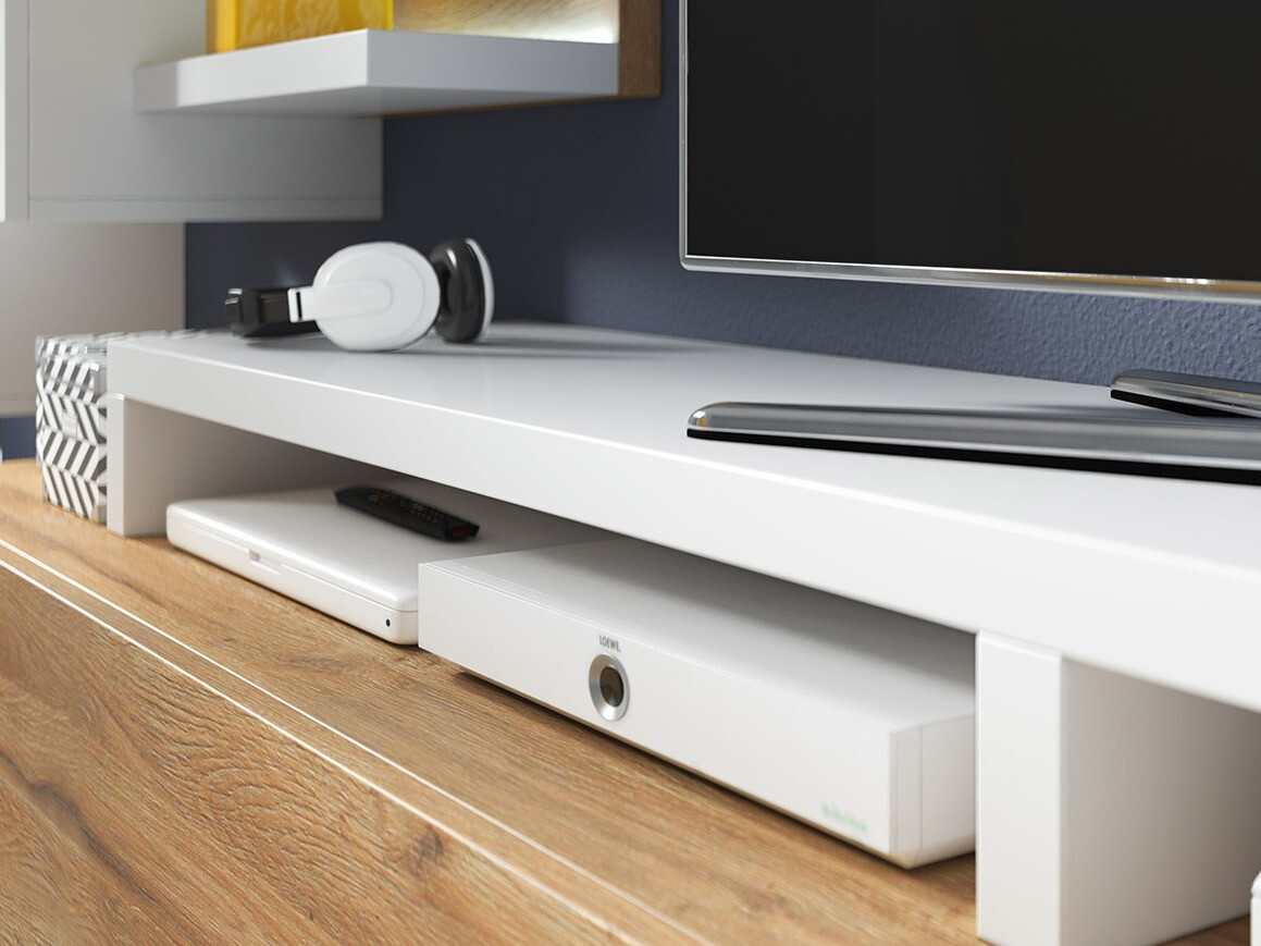 Conjunto para sala de estar Lutiva 100 (Branco + Carvalho Grandson)