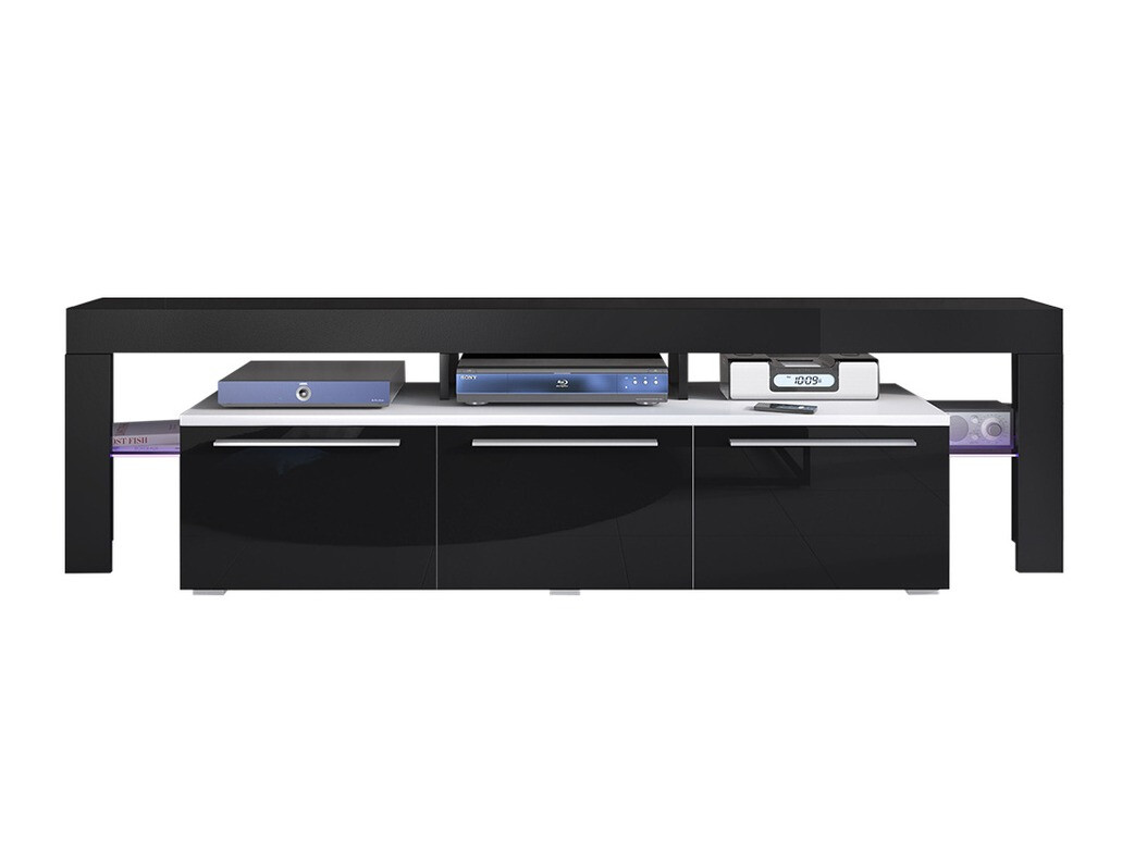 Móvel de TV Arbor (Branco + Preto brilhante)