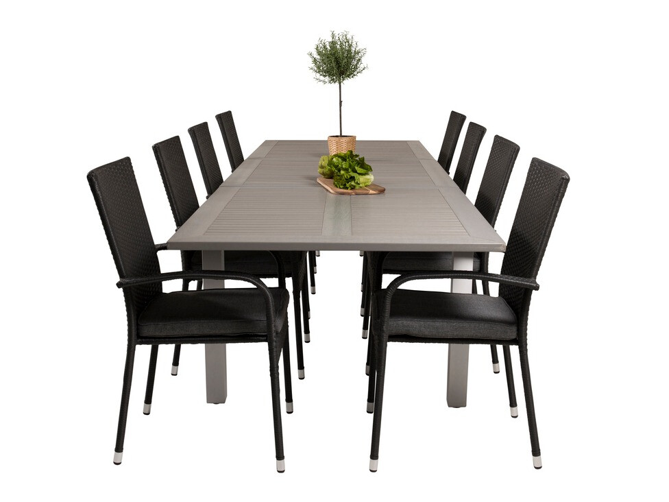 Conjunto de mesa e cadeiras Dallas 2272 (Preto + Cinzento escuro)