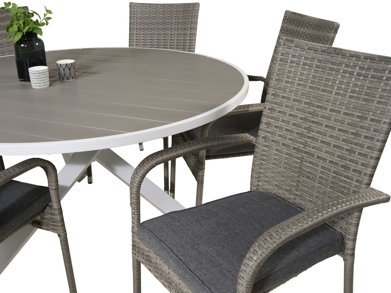 Conjunto de mesa e cadeiras Dallas 2390 (Cinzento + Cinzento escuro)