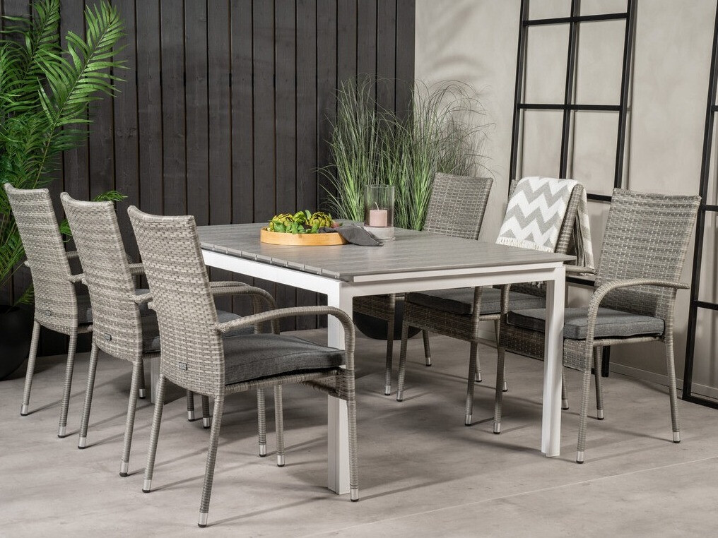 Conjunto de mesa e cadeiras Dallas 2406 (Cinzento + Cinzento escuro)