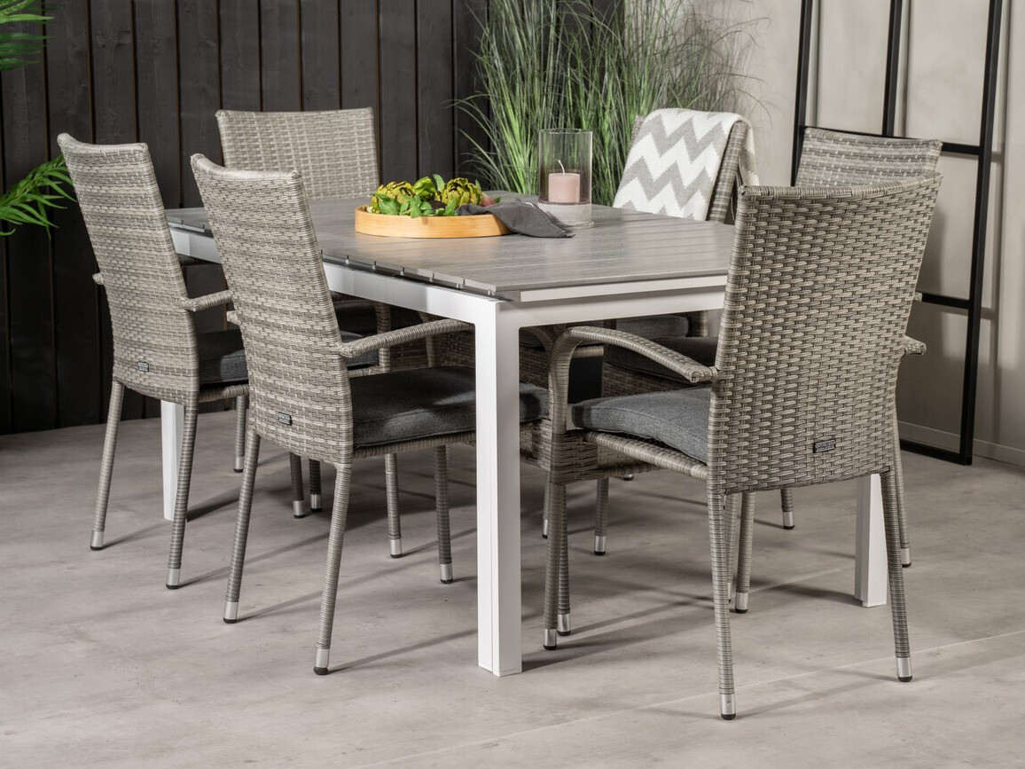 Conjunto de mesa e cadeiras Dallas 2406 (Cinzento + Cinzento escuro)