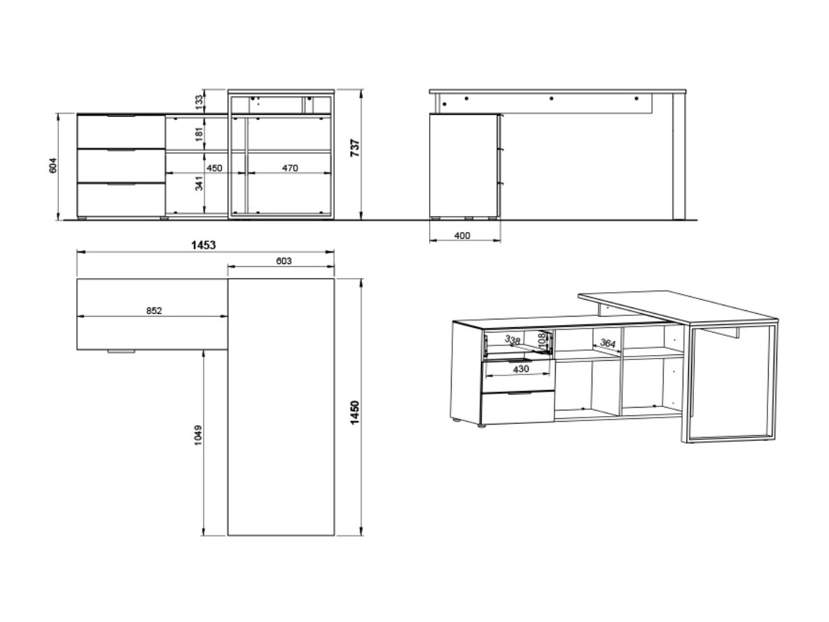 Mesa de escritório para cantos Sacramento 497