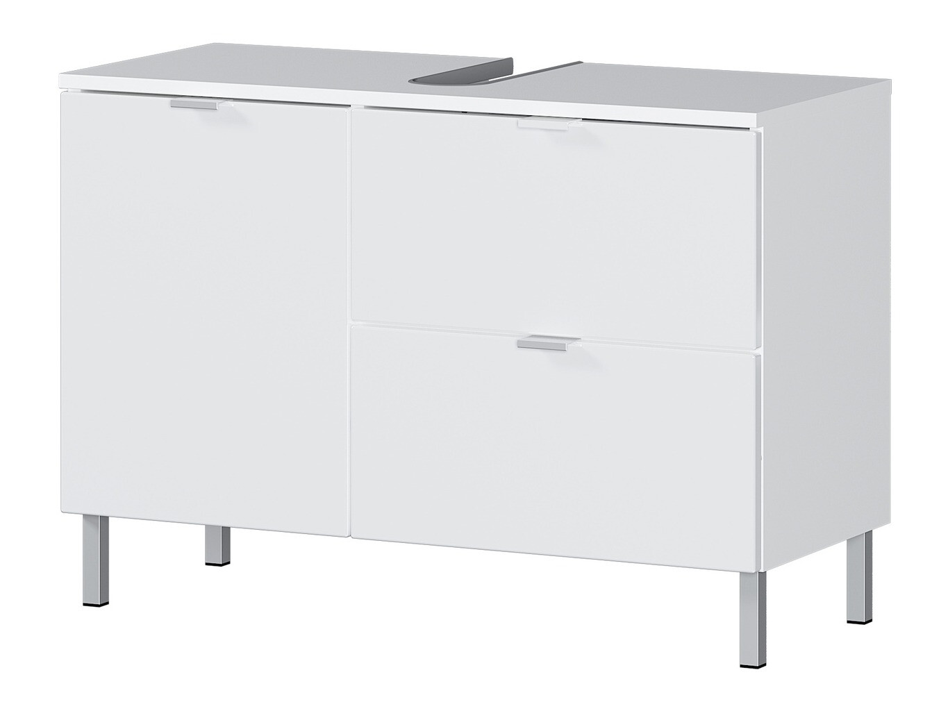 Armário com lavatório de apoio próprio para casa de banho Lomcamo 101 (Branco + Branco brilhante)