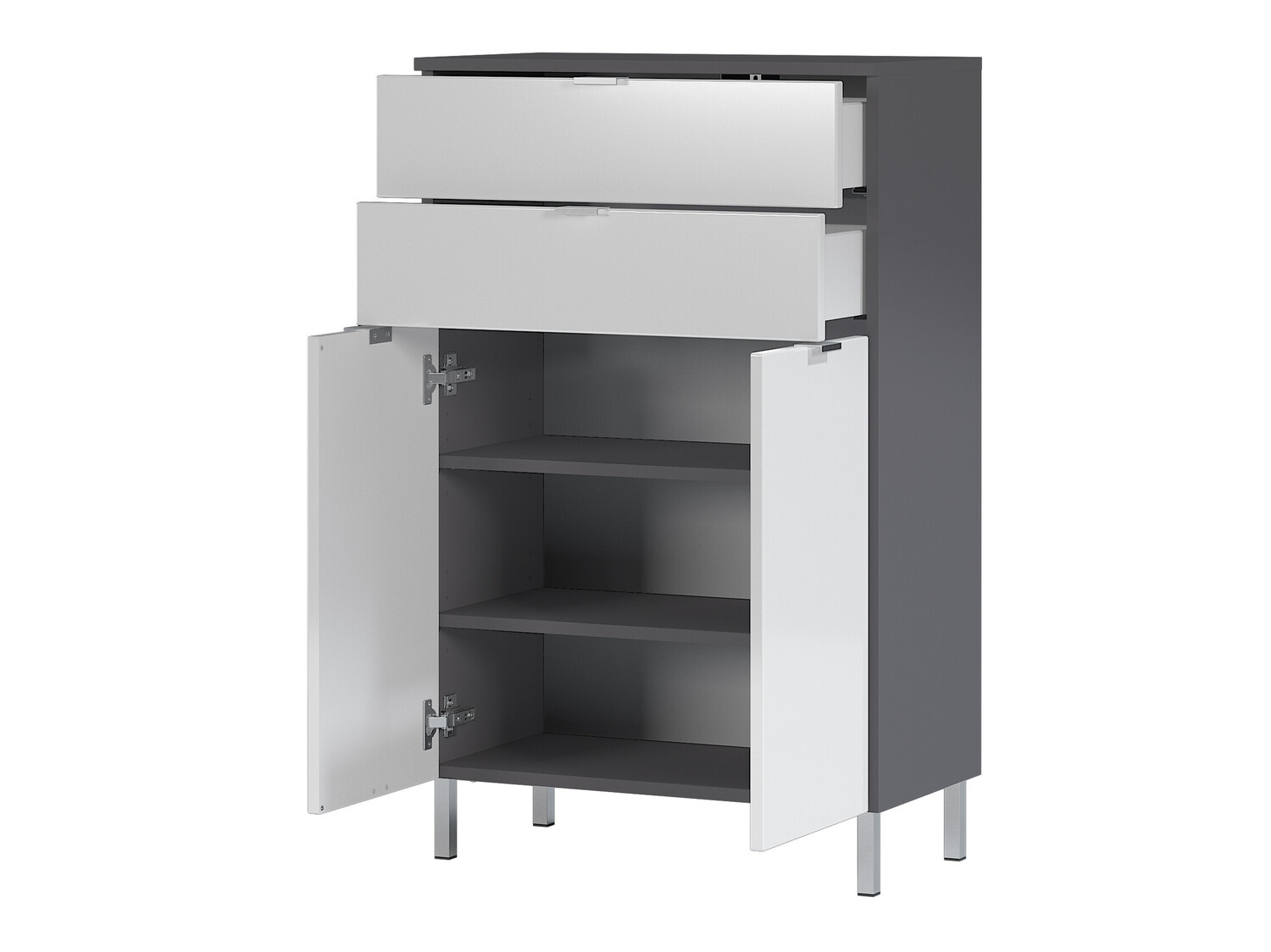 Conjunto para casa de banho Lomcamo 105 (Branco brilhante + Grafite)