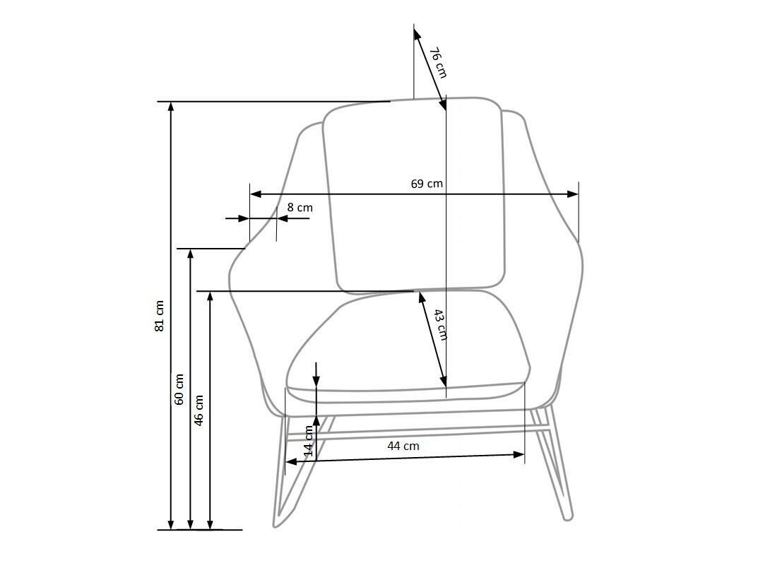 Poltrona Houston 846 (Azul escuro + Dourado)