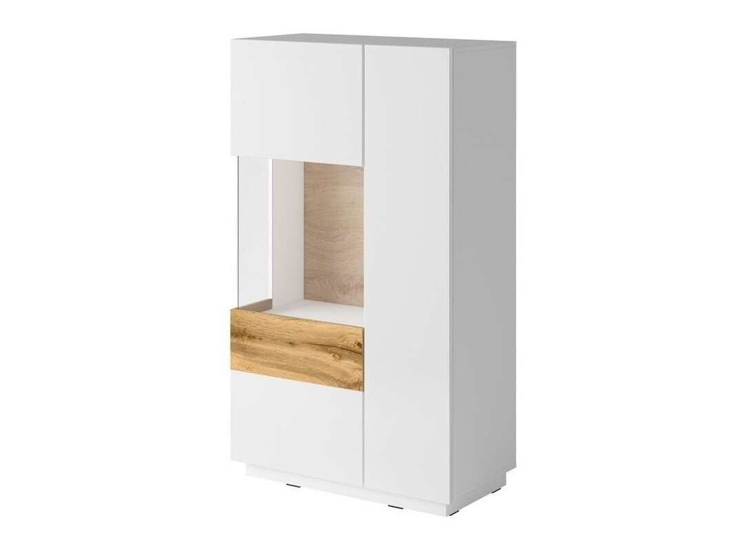 Aparador Livlore 104 (Branco + Branco brilhante + Carvalho wotan)