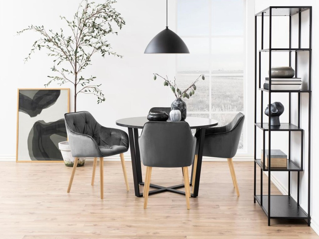 Cadeira Norsica 489 (Cinzento escuro + Madeira clara)