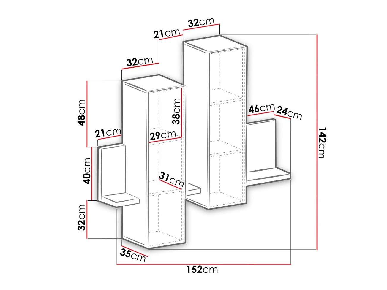 Armário suspenso Lutiva 101 (Antracite + Ribbec carvalho)