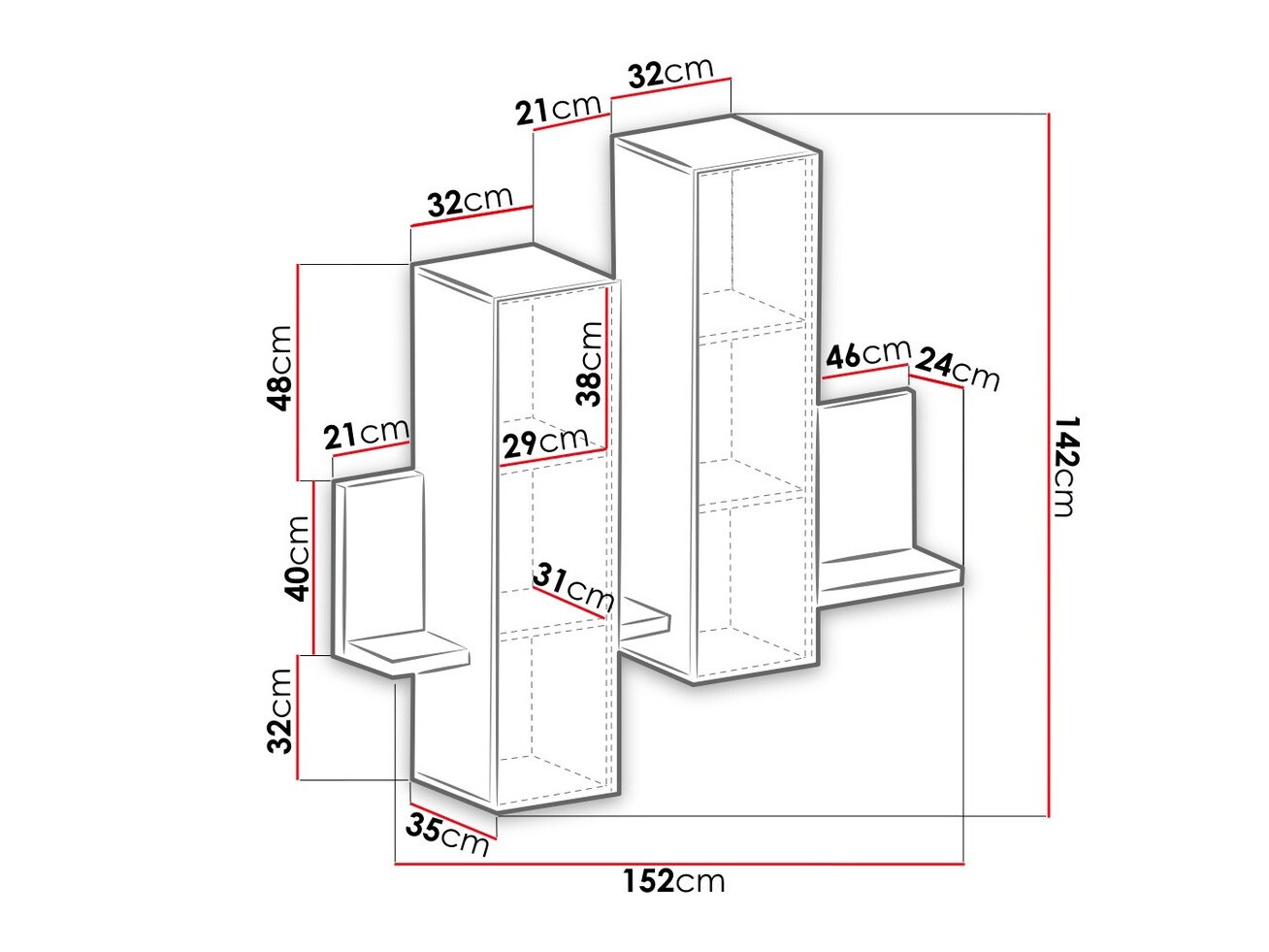 Armário suspenso Lutiva 101 (Matera cinzento + Abeto escuro)