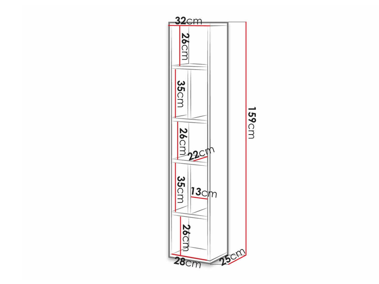 Estante de parede Torsone 106 (Antracite + Gloss antracite + Carvalho Grandson)