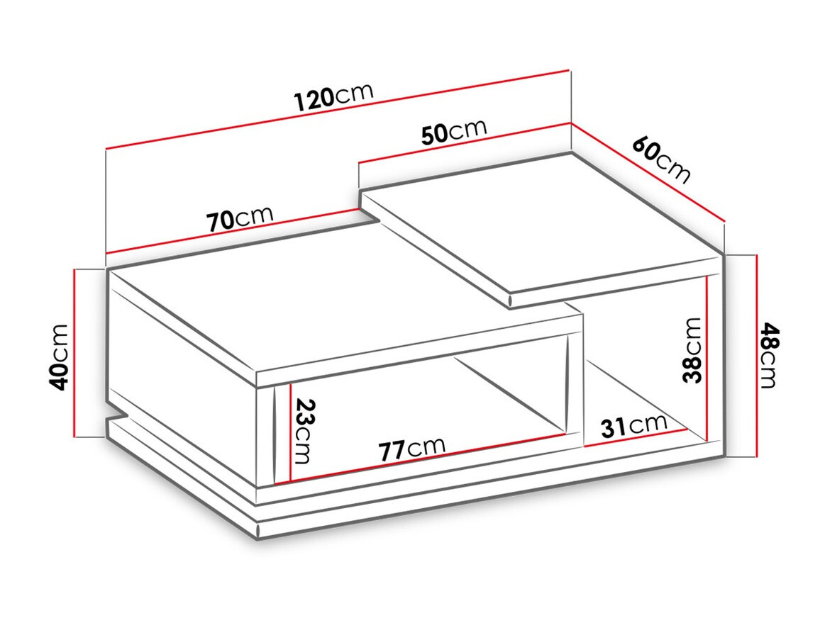 Mesa de centro Lutiva 104 (Matera cinzento + Abeto escuro)